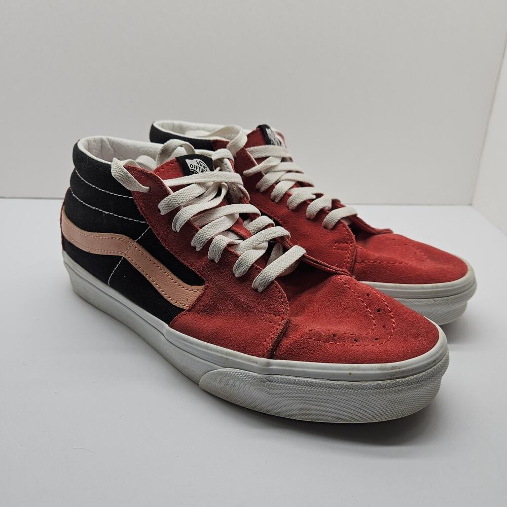 Vans Sk8-Hi M9.5 W11 Shoes Black/Red High Top Skate Sneakers Canvas Skool - Picture 3 of 7